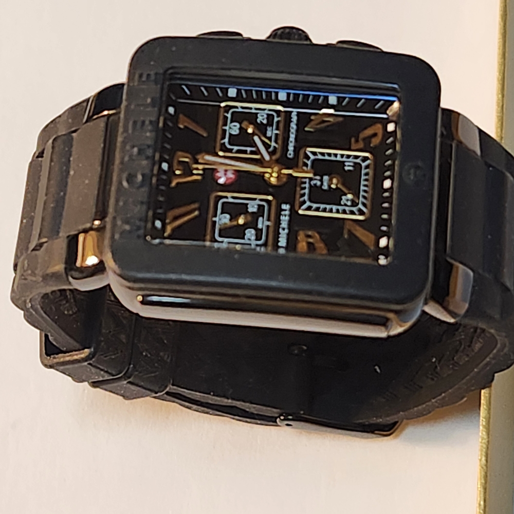 Michele Park 33mm Black Jelly Bean Cronograph Watch - Picture 10 of 14